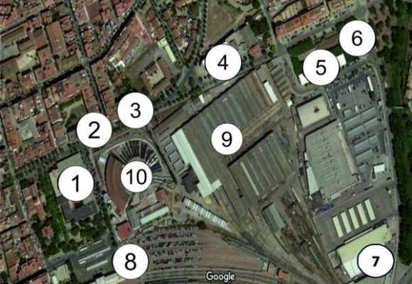 Mapa con indicadores de ubicación de edificios de la UPC Vilanova
