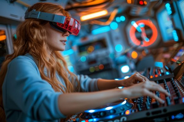Ejemplo futurista del uso de gafas de realidad virtual en investigaciones marinas en barcos