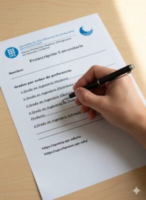 Mano rellenando un formulario para la asignación de plazas universitarias